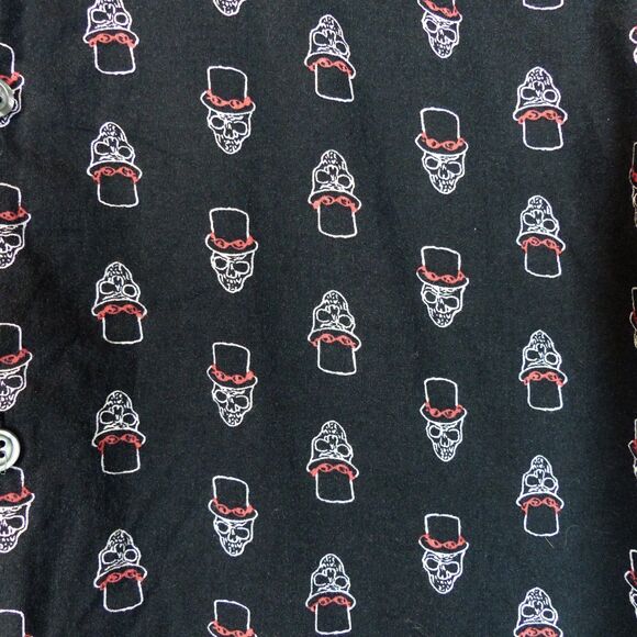 John Varvatos USA Shirt Mens M Black Skull Print Button Short Sleeve Cotton Rock - Picture 11 of 14